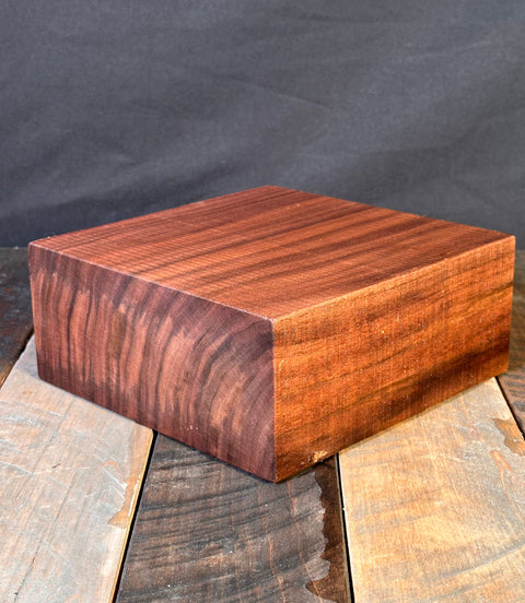 Wooden blocks with different finishes on a dark fabric background