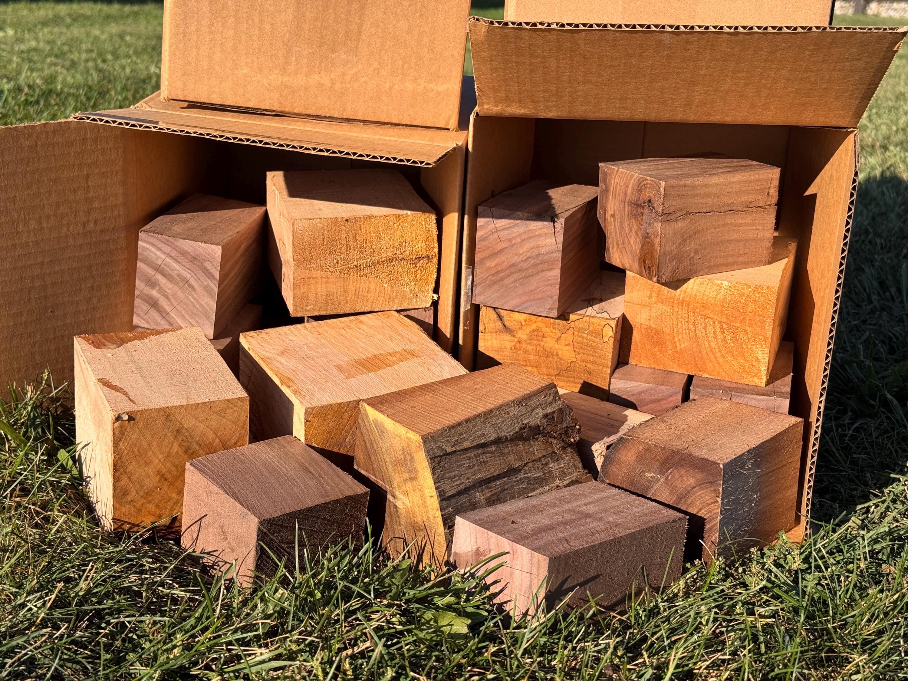 Hardwood Cutoffs Choose Your Box Size Box of Hardwood Scraps Wood Bowl Blank Turning Blanks Wood Knife Handle Scale Blank Pen Blank