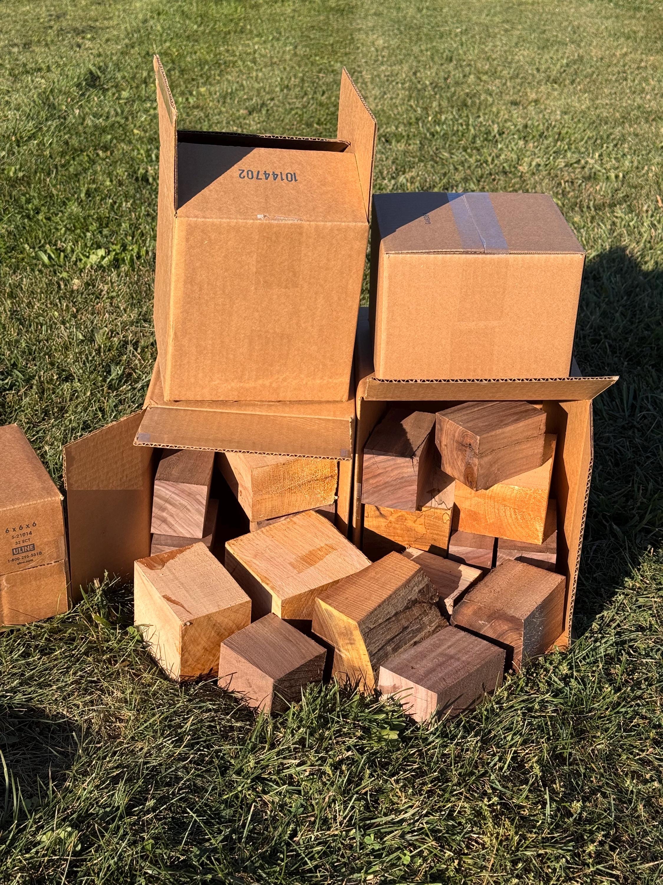 Hardwood Cutoffs Choose Your Box Size Box of Hardwood Scraps Wood Bowl Blank Turning Blanks Wood Knife Handle Scale Blank Pen Blank