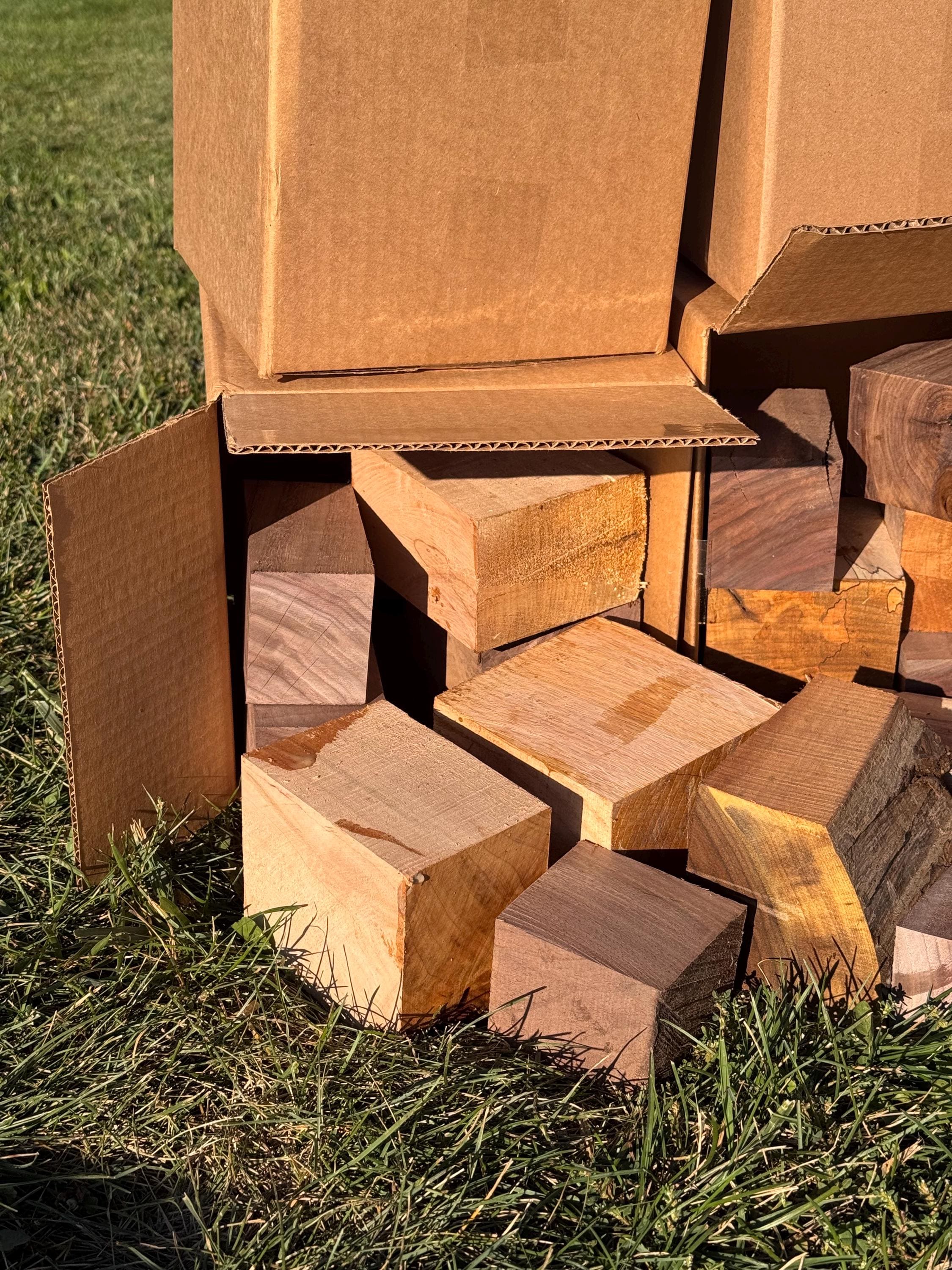 Hardwood Cutoffs Choose Your Box Size Box of Hardwood Scraps Wood Bowl Blank Turning Blanks Wood Knife Handle Scale Blank Pen Blank